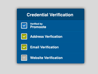 Credential Verification checkbox ui website