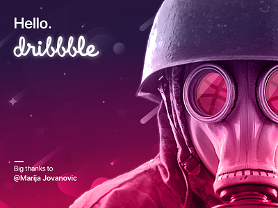 Hello Dribbble character design debut debut shot design dribbble dribbbleye gas mask hello shot