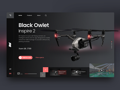 Drone Landing Page black black owlet inspire2 concept design desktop drone landing page product sales landing page ui website