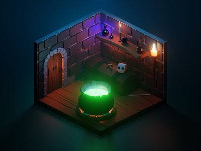 The Dungeon 3d blender blendereevee diorama dungeon eevee isometric lowpoly lowpolyart magic tutorial witcher