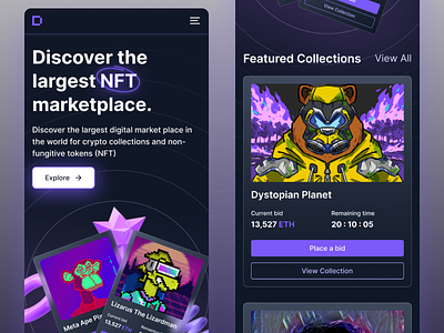 NFT Marketplace Website 💜 Mobile Version
