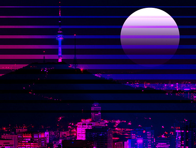 RETRO.LOFI.NIGHT OF SEOUL city digitalart illustration korea lofi lofiart retro seoul synthwave vaporwave