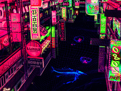 CITYPOP_NIGHT OF SEOUL aesthetic citypop cyberfunk digitalart futurism illustration lofi retro synthwave vaporwave