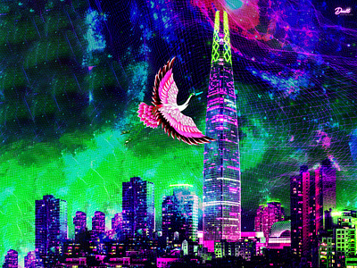 CITYPOP_ NIGHT OF SEOUL citypop cyberfunk digitalart futurism illustration lofi retro synthwave vaporwave
