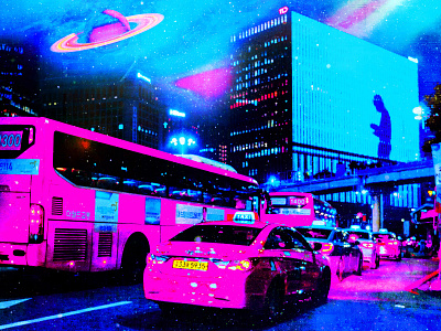 CYBERPUNK.RUSH HOUR cyberpunk digitalart illustration lofi retro retroart seoul synthwave vaporwave