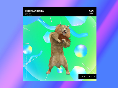 365DESIGN_DAY029 3d animal dancing design digitalart illustration lion poster retro vaporwave