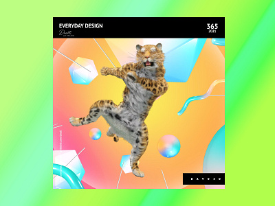 365DESIGN_DAY030 3d animal dancing digitalart illustration leopard poster vaporwave