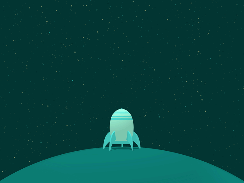 Rocket Trip cinema 4d loop rocket animation minimalist simple blue green low poly