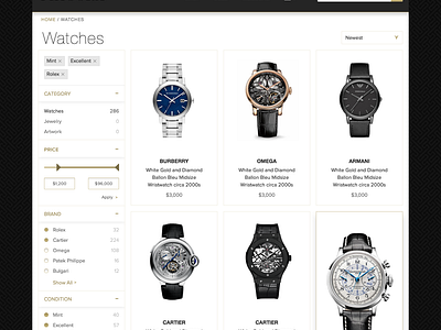 Category Page & Menu by Wunmi on Dribbble