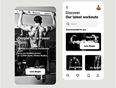 Gym Mobile UI animation branding design graphic design gym gym app illustration mobile typography ui ux work workout