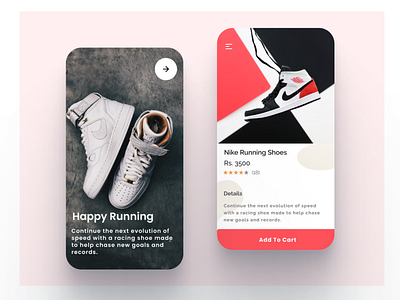 Happy Running mobile ui nike running shoe ui