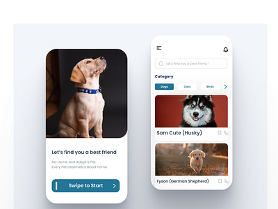 UI design of Pet Care Application care mobile pet