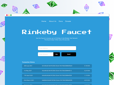 Rinkeby Ethereum Faucet design minimal ui