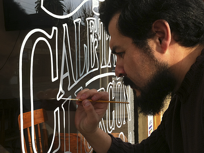 Horcón Restaurant sign painting process