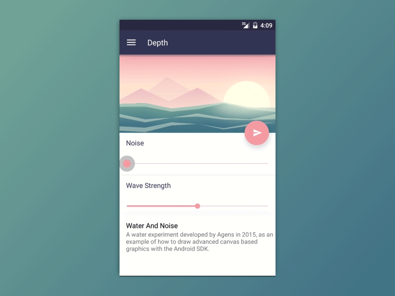 Water and noise effect android iphone material design mobile noise sunset water waves