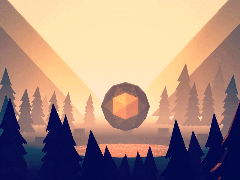Golden mesh madewithunity unity3d low poly water trees minimalistic sunset gif