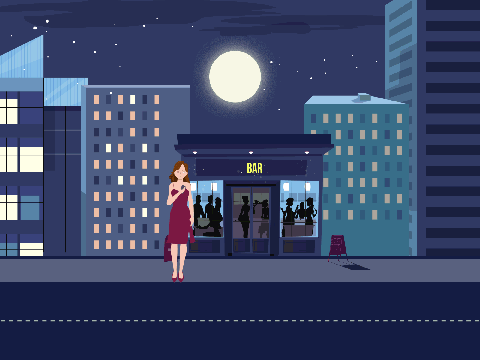 Night Outside Club Animation