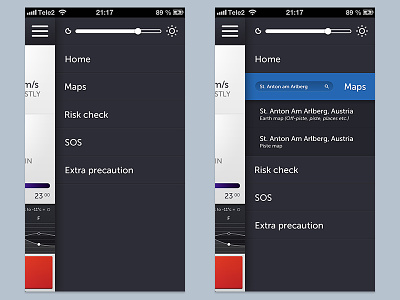 Safe zone - menu app brightness dark iphone iphone5 menu search ui user interface