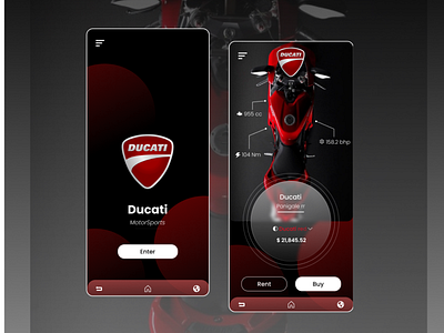 Ducati MotorSports App app design artwork collage figma glass effect glassmorphism pexels photoshop ui trends uiux uxdesign webdesign