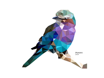 Lilac Breasted Roller design illustration low poly illustrations minimal