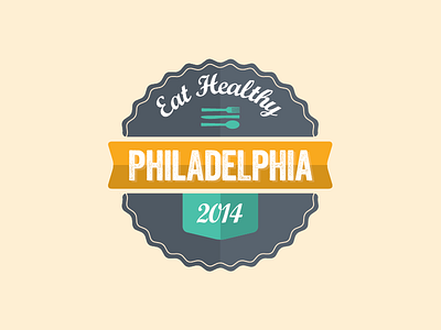 Eat Healthy Philadelphia badge banner brand flat identity logo mark sticker