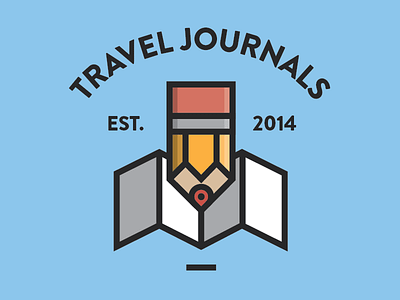 Travel Journals badge flat flat design icon logo map pencil thick stroke travel