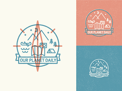 Our Planet Daily Logo adventure branding color identity illustration instagram logo mark screenprint silkscreen stroke texture