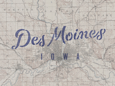 Des Moines des moines grunge hand letter hand lettering hand type lettering logo map stencil texture typography