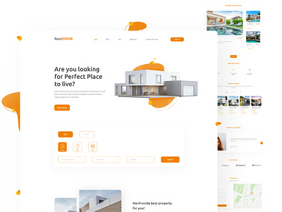 Real Home Landing Page | Website Design classy design design landing page property landing page property search website property site real estate landing page real estate website realestate ui webdesign