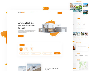 Real Home Landing Page | Website Design classy design design landing page property landing page property search website property site real estate landing page real estate website realestate ui webdesign