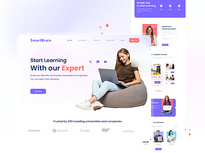 SmartBrain - Landing Page class clean college concept design concept page course e learning website education concept page education landing page landing page learning platform online education platform student ui uiux webdesign webpage