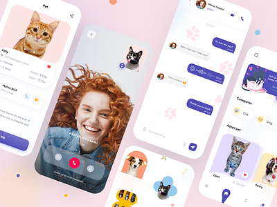 Pet Adoption app animal cat chat clean design dog pet pet app pet care pet shop pet store pet web ui ui design ui ux