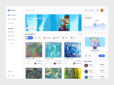 NFT Dashboard blockchain crypto wallet cryptocurrency dashboard graphic design market nft nft dashboard nft market product design ui ux