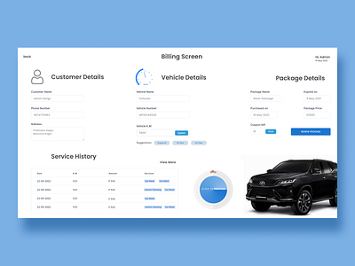 Service Center Billing Panel UI Redesign