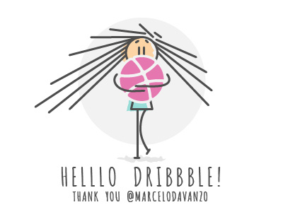 Helllo Dribbble! debut dribbble debut first shot hug illustration invite thank you