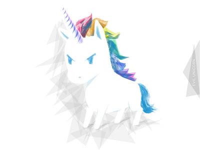Evil unicorn evil illustration polygons rainbow rainbow unicorn unicorn