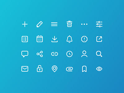 A sample of icons from the style guide