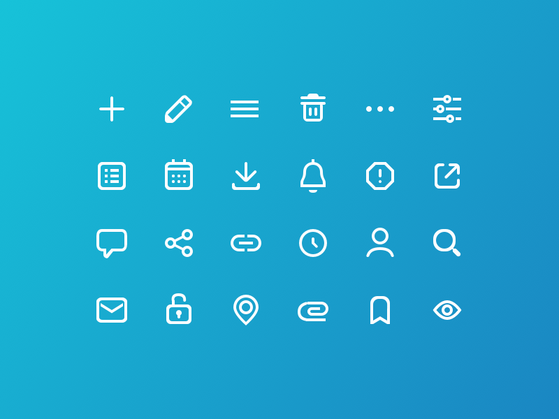 A sample of icons from the style guide by Janika Mandel on Dribbble