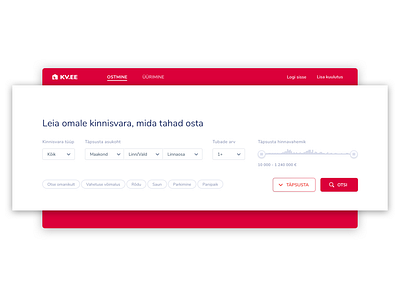 Estonian realestate website kv.ee search bar redesign concept