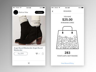 E-commerce mobile app blackwhite e commerce mobile app reward dashboard visualization