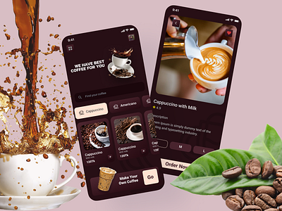Coffee shop app app app design coffee app coffee shop app coffer home page home page ui uiux ux