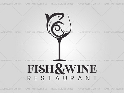 Fish and Wine Restaurant Logo Design