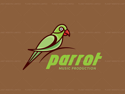 Parrot music production logo design bird logo branding design flat illustration illustrator logo logo design minimal parrot logo typography vector