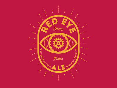 Red Eye Ale alcohol beer beer logo finger gears print rays red eye ale strong finish sun up all night wide awake