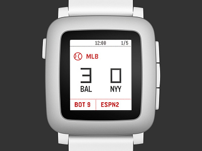 Pebble ESPN App app apps baseball espn pebble pebble time smart watch sports ui watch watch ui wrist