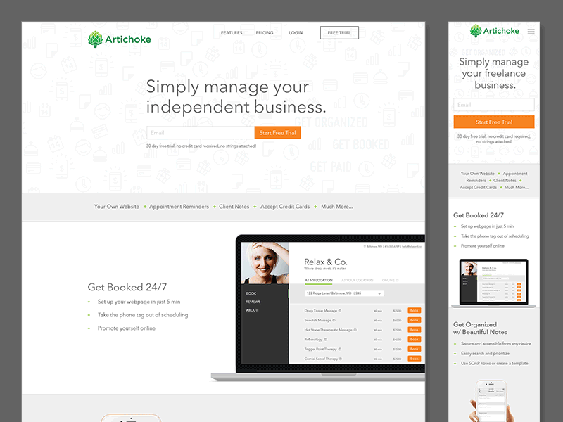 Artichoke Landing Page artichoke desktop landing page mobile website