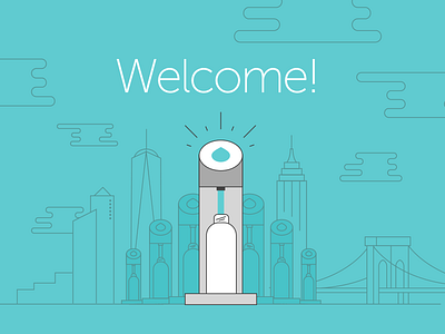 Welcome Email Header blue bottle cityscape email reusable bottle water water bottle welcome email