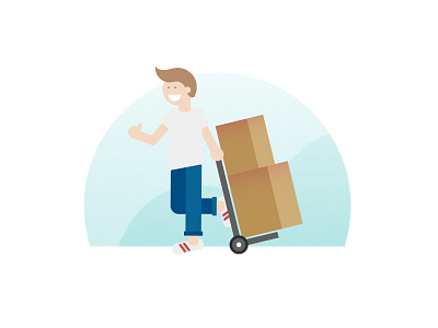 moving vibes boxes cardboard hand truck happy moving thumbs up