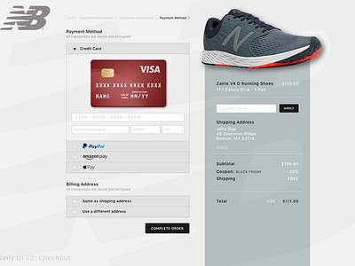 New Balance Checkout / Daily UI 02 checkout dailyui 002