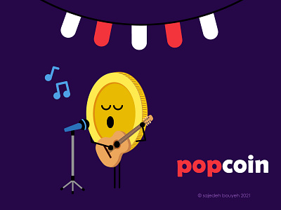 popcoin 7seen 7sin coin coinillustration comic comics design flat flat design flat illustration flatdesign guitar haftseen haftsin illustration illustrator pop popcoin popstar singing